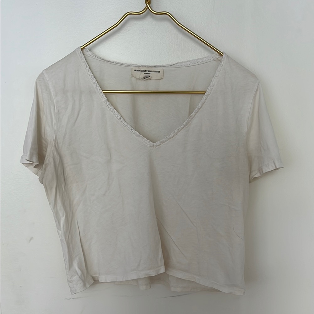 Women's V-Neck Beige Top
